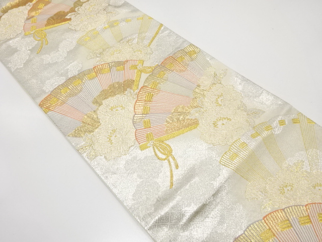 JAPANESE KIMONO / ANTIQUE FUKURO OBI / SILK / WOVEN PEONY